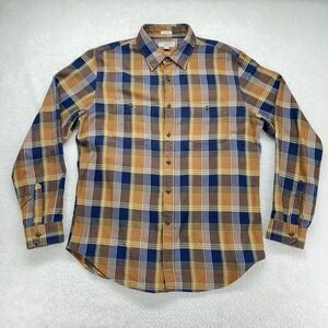 Wallace‎ & Barnes Flannel Shirt Mens Lg Classic Fit Brown Plaid Long Sleeve